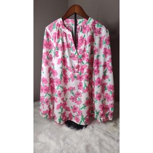 Lilly Pulitzer Women's Pink Floral Print Pattern Blouse
